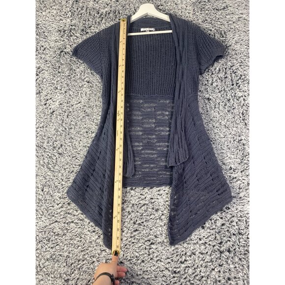 CABI Open Knit Sweater Cardigan Womens SZ M Croc‎ Linen Cotton Ramie Coquette - Picture 7 of 8